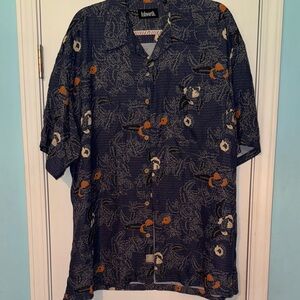 Ashworth Men's‎ Navy and Orange Patterned Shirt DD